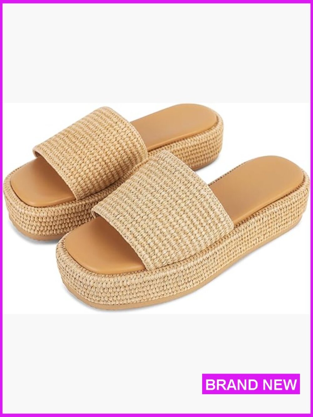 Platform Espadrille Wedge Sandals Jute Woven Slip On Bohemian Summer Beach Shoes
